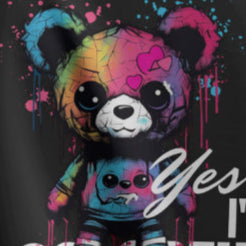 Zwart T-shirt met een expressieve kleurrijke print, perfect voor mensen die hun stijl willen laten spreken