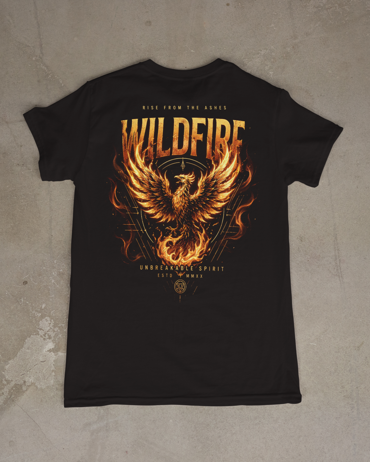 Wildfire t-shirt rugprint Rise From The Ashes met phoenix in vlammen